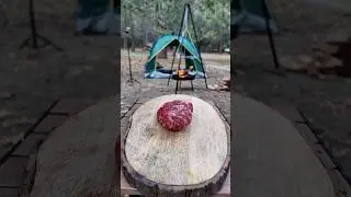 Cooking Stuffed Eggplant Over Open Fire in Nature #crowven #outdoorcooking #naturecooking #camping
