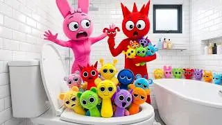 Pinki & Raddy Found EVERY Sprunki in the Toilet?!