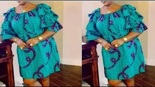An Off Shoulder Dress with Three Layer Fringe/ Cutting ✂️ and Stitching
