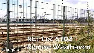 RET Loc 6102 rijdt langs over remise Waalhaven Rotterdam! (+Laatste beeld 5313 met donkere deuren!)