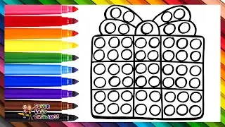 Draw and Color a Gift Box POP IT 🎁🔴🟠🟡🟢🔵🟣 Drawings for Kids