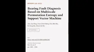 Bearing Fault Diagnosis Based on Multiscale Permutation Entropy and Support Vector Ma... | RTCL.TV