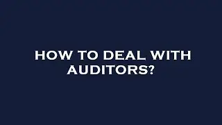 How to deal with auditors?