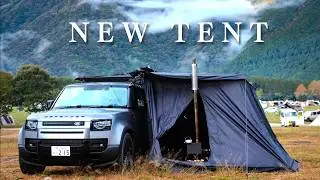 【新テント】ふもとっぱらで薪ストーブと過ごすディフェンダーファミリーキャンプ, Cozy camp, Relaxing, ASMR, 4K HDR, ikamper 270awning