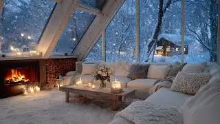 🌺🎹 Winter Piano Lounge with Snowfall Outside & Cozy Fire Inside for Focus, Study & Deep Relaxation