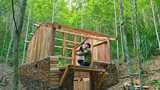 Simple Off Grid Log Cabin Build With Dog | Easy Wall Constitution Wooden - Butt And Pass.