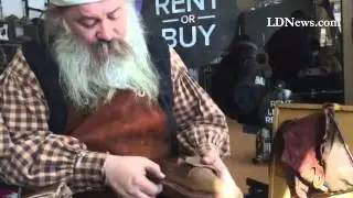 Brian Nye, a cordwainer from Hummelstown, explains how a shoe is crafted at Pennsylvania German Zamm