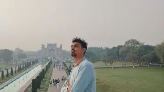 The morning scene of Wonders of world: Tajmahal. Yamuna river bank and calm.