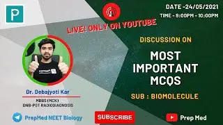 NEET Based MCQs  discussion on Biology II 26th May 9 PM II Biomolecule