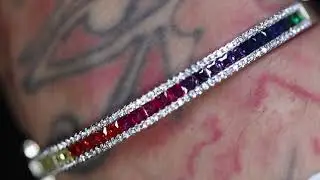Rainbow diamond bangle, Rainbow Diamond Tennis bracelet, Rainbow bracelet,  Diamond Tennis bracelet