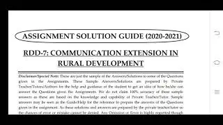 RDD 7 Ignou Solved Assignment 2020-21