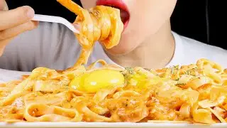 ASMR Creamy Tomato Fettuccine Pasta | Eating Sounds Mukbang