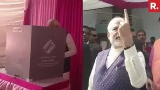 PM Modi Casts His Vote In Sabarmati's Ranip Locality