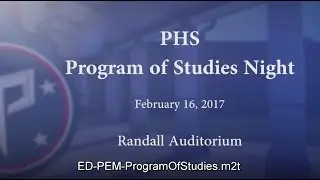 PHS Program of Studies Presentation - February 16th, 2017