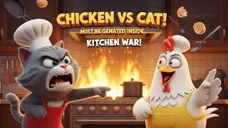 Chicken vs Cat Cooking Battle 😂🔥 | Funniest Animal Cartoon Ever