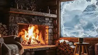 🔥 Fireplace ASMR for Sleep 24/7 | Cozy Winter Cabin ❄️ Crackling Fire, Snow Sounds (No Music)