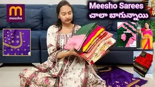 Meesho sarees & Maggam Work blouses 👌 చాలా బాగున్నాయి కొత్తగా వచ్చాయి స్టాక్ ఉన్నవి #meesho #saree 