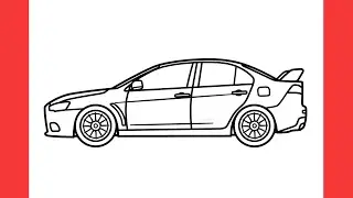 Как нарисовать MITSUBISHI LANCER EVOLUTION 10 легко / рисунок mitsubishi lancer evo x