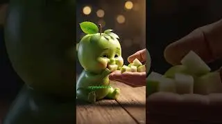 Cute Baby Apple 😄ASMR #asmr #3d #pixar #cartoon #animation #food #foodlover #fruitcutting #fruitasmr