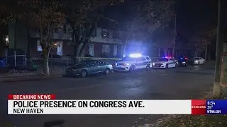 Police presence on Congress Avenue in New Haven