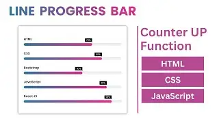 How to make Line Progress bar with Counter Up in HTML CSS  & JavaScript | Skills Bar