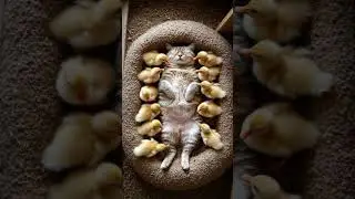 Kitten Naps as Ducklings Surround in Cozy Siege! 🐱🦆