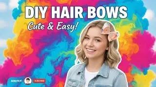 DIY Peach & Gray Ribbon Bows with Glitter Butterfly &ndash; Elegant Hair Accessory Tutorial