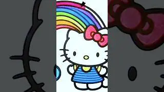 Coloring Hello Kitty&rsquo;s Cute Rainbow 🌈 #art #rainbow #cute  #coloring #hellokitty #sanrio