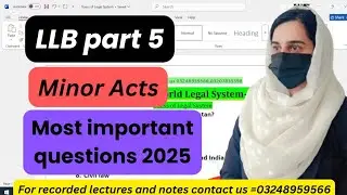 Minor acts most important questions||llb part 5||Minor acts