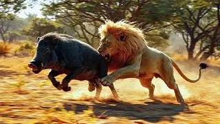 Lion vs Wild Boar: The Most Shocking Jungle Battle Caught on Camera (4k ultra HD Ai Documentary)
