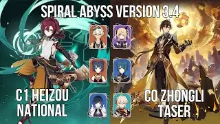 C1 Heizou National - C0 Zhongli Taser | 3.3 - 3.4 Spiral Abyss Floor 12 | Genshin Impact