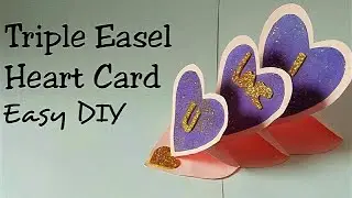 Triple Heart Easel Card Tutorial💌 with subtitles in english.
