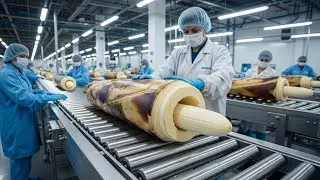 Inside the largest high-tech banana trunk processing factory you've never seen (Complete process)