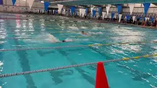 Tirian Chang winning the 100 butterfly for Chatham vs. Mendham