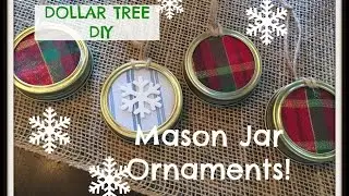 DOLLAR TREE Christmas Mason Jar Lid Ornaments | PLAID WEEK: Day 6