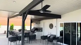Modern Forms Zephyr fan in an ABSOLUTELY amazing La Jolla outdoor backyard #outdoorfan #Modernforms