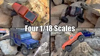 Четыре гусеничных робота в масштабе 1/18 (Redcat Apex, A18HS, TRX4M, CR18P)