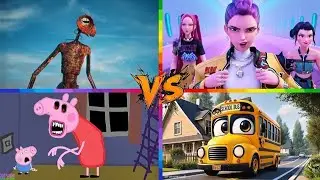 Siren Head 🆚kpop demon hunter🆚 Peppa Pig EXE🆚School Bus Monster
