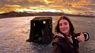 Ice Fishing in Colorado Big Rainbow Trout & a Wild Sunset