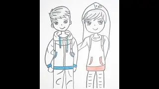 How to Create Cute Brother with Sister Drawing with Pencil | #zkartslearning