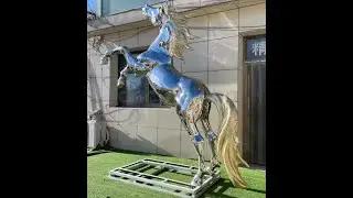 Modern art. The polished stainless steel horse sculpture.#factory  #sculpture #modernart