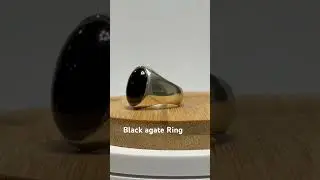 Handmade black agate Ring in Sterling Silver for Men