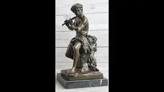 Ferdinand Barbedienne Pan and Infant Faun sculpture hot cast genuine bronze statue EP-409
