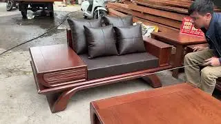 Bộ sofa góc gỗ sồi Nga Sơn màu óc chó đẹp , hàng đặt chuẩn bị xuất xưởng 