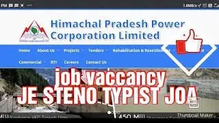 Himachal Pradesh job vaccany Himachal Pradesh power corporation limited HPPCL JE JOA STENO TYPIST