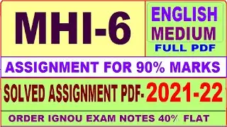 mhi-6 solved assignment 2021-22 / mhi 6 solved assignment in English / ignou mhi 6