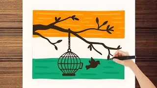 Independence day drawing free bird 15 august drawing for kids#kidsdrawing #artforkids 