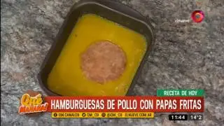 Receta de hoy: hamburguesas de pollo con papas fritas