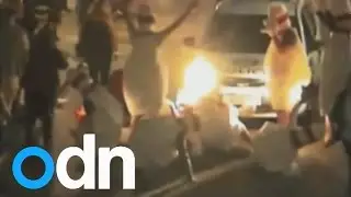 Police car acting as a bowling ball to knock down 