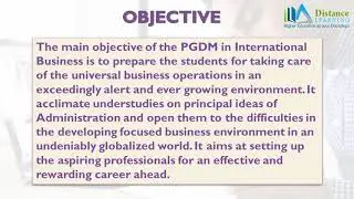 Distance Education PGDM in International Business